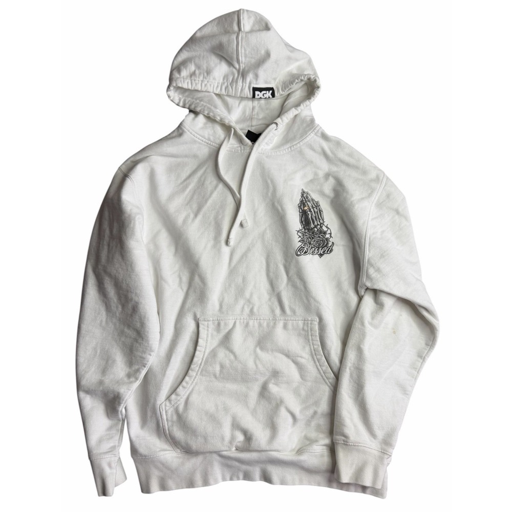 DGK Blessed Skull Hoodie‎ White Graphic Pullover Size M Streetwear